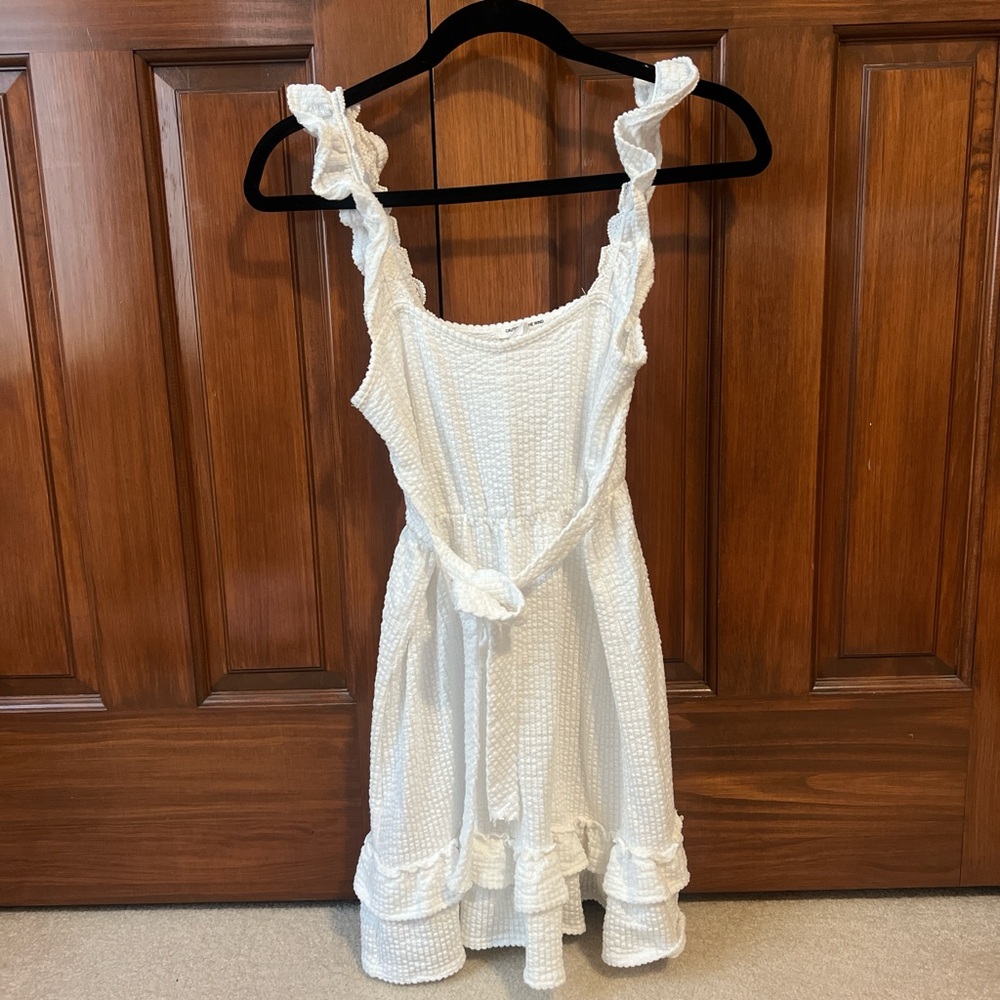 White Ruffled Sleeveless Dress